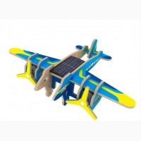 Конструктор из дерева на солнечной батарее Цветной Самолет Бомбардировщик