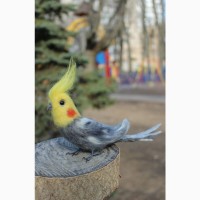 Валяна іграшка попугай корелла з шерсті хендмєйд інтерєрна птиця подарок сувенір птах