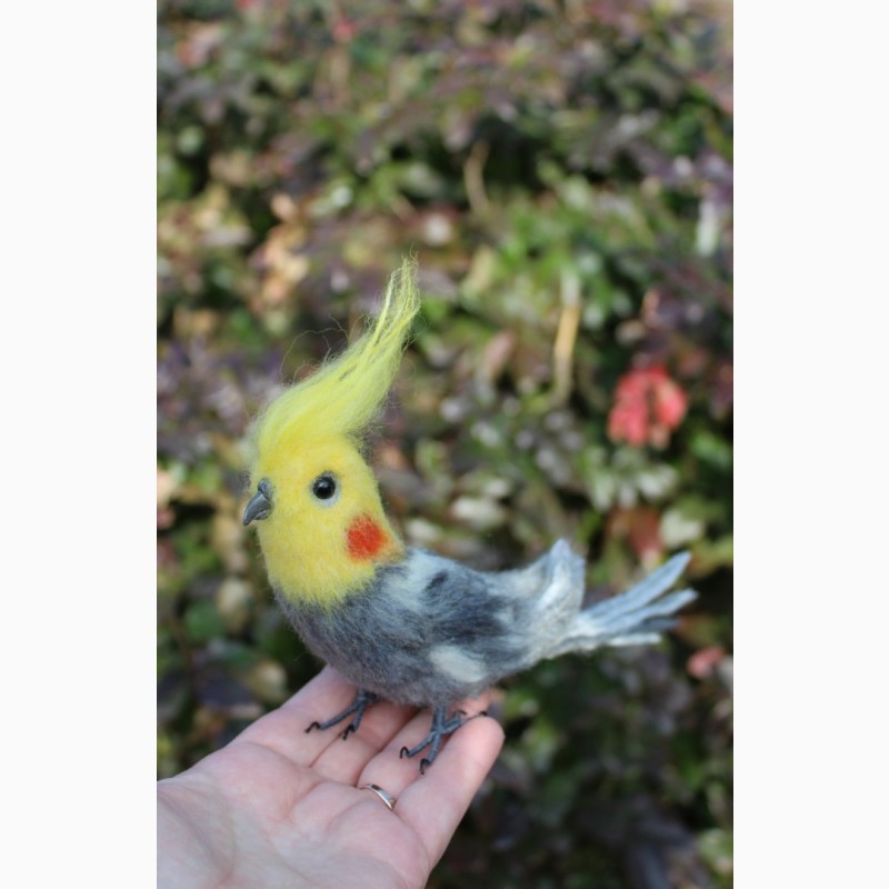 Фото 5. Валяна іграшка попугай корелла з шерсті хендмєйд інтерєрна птиця подарок сувенір птах