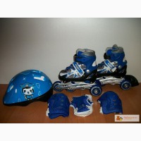 Детские раздвижные роликовые коньки со шлемом и защитой- 339 грн.