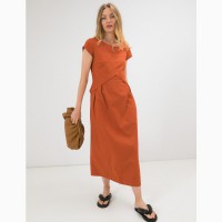Платье из льна Season в стиле бохо цвета оранж