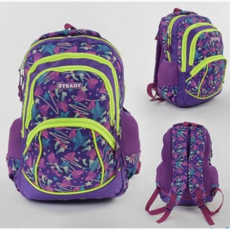 Школьный рюкзак для девочки мягкая спинка, 1 отделение, 3 кармана