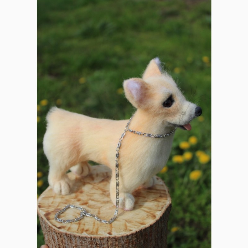 Фото 3. Коргі собачка валяна іграшка з шерсті інтерєрна собака войлочная сувенір