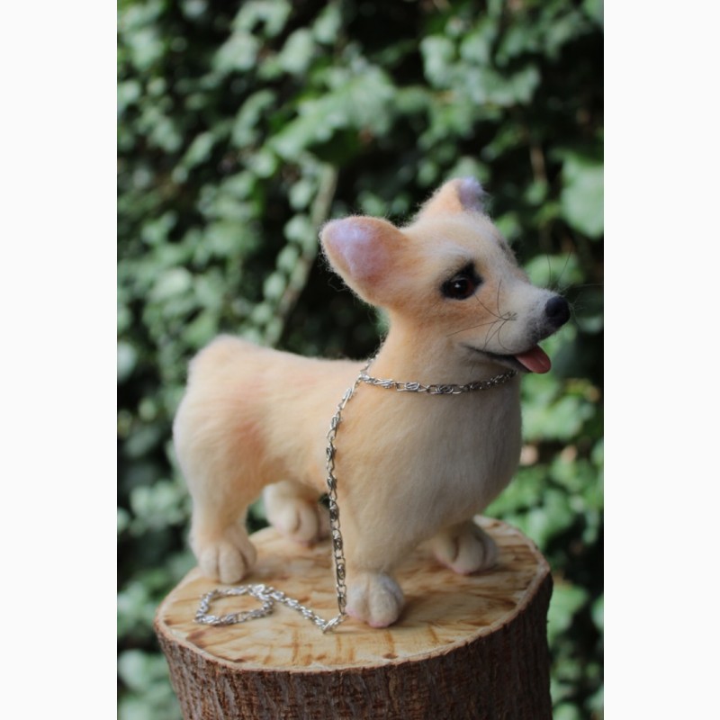 Фото 5. Коргі собачка валяна іграшка з шерсті інтерєрна собака войлочная сувенір