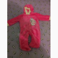 Піжамка тепла махрова для немовлят/человечек с капюшоном розового цвета