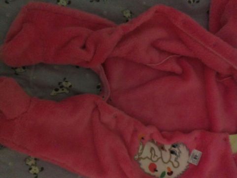 Фото 3. Піжамка тепла махрова для немовлят/человечек с капюшоном розового цвета