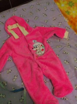 Фото 4. Піжамка тепла махрова для немовлят/человечек с капюшоном розового цвета