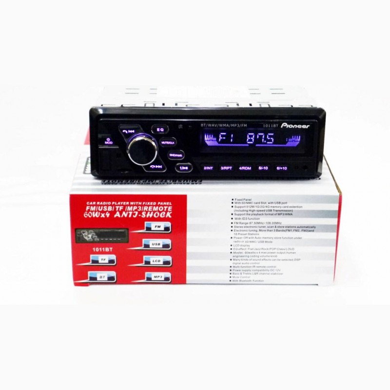 Фото 3. Автомагнитола Pioneer 1011BT ISO - Bluetooth - RGB подсветка- MP3 Player, FM, USB, SD, AUX
