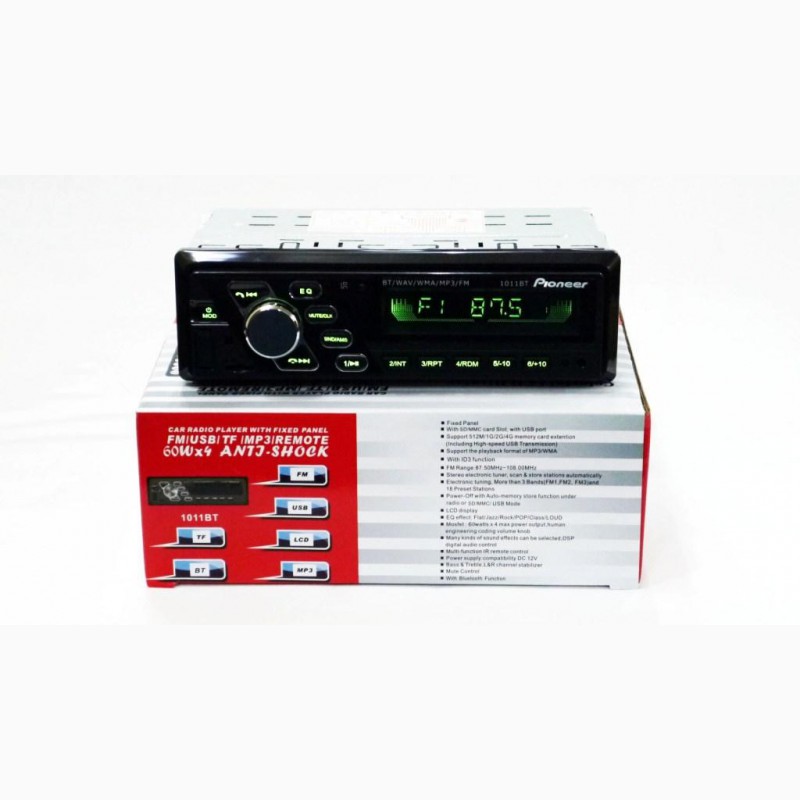 Фото 8. Автомагнитола Pioneer 1011BT ISO - Bluetooth - RGB подсветка- MP3 Player, FM, USB, SD, AUX