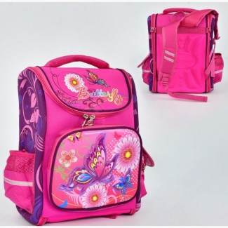 Школьный каркасный рюкзак для первоклассницы бабочки