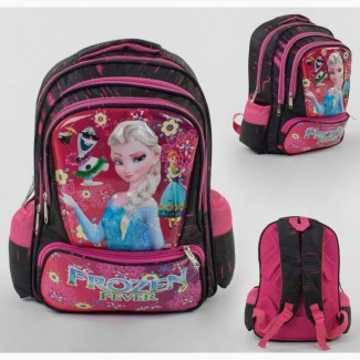 Рюкзак школьный для девочки frosen черно-розовый, массажная спинка