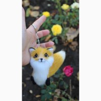 Золота лисичка брелок іграшка валяна інтерєрна лиса суверін подарунок лисиця игрушка