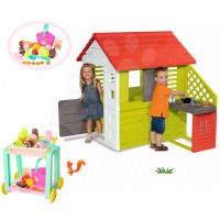 Детский домик Smoby с летней кухней 127cм + тележка с мороженным