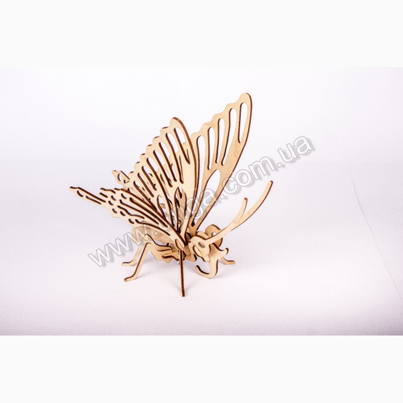 Фото 2. Бабочка 3д пазлы-конструктор из дерева на пластинах лазерная резка