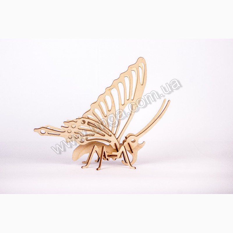 Фото 3. Бабочка 3д пазлы-конструктор из дерева на пластинах лазерная резка