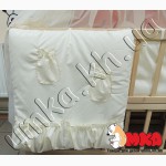 Постельное белье в кроватку малыша с вышивкой + держатель для балдахина