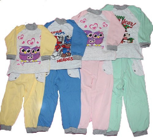 Теплая детская пижама байка от 1 до 9 лет