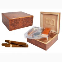 Хьюмидоры кедровые с набором: пепельница, гильотина, футляр для сигар