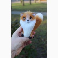 Іграшка валяна лисичка мідна з шерсті брелок лиса інтерєрна валяная хендмєйд лисиця