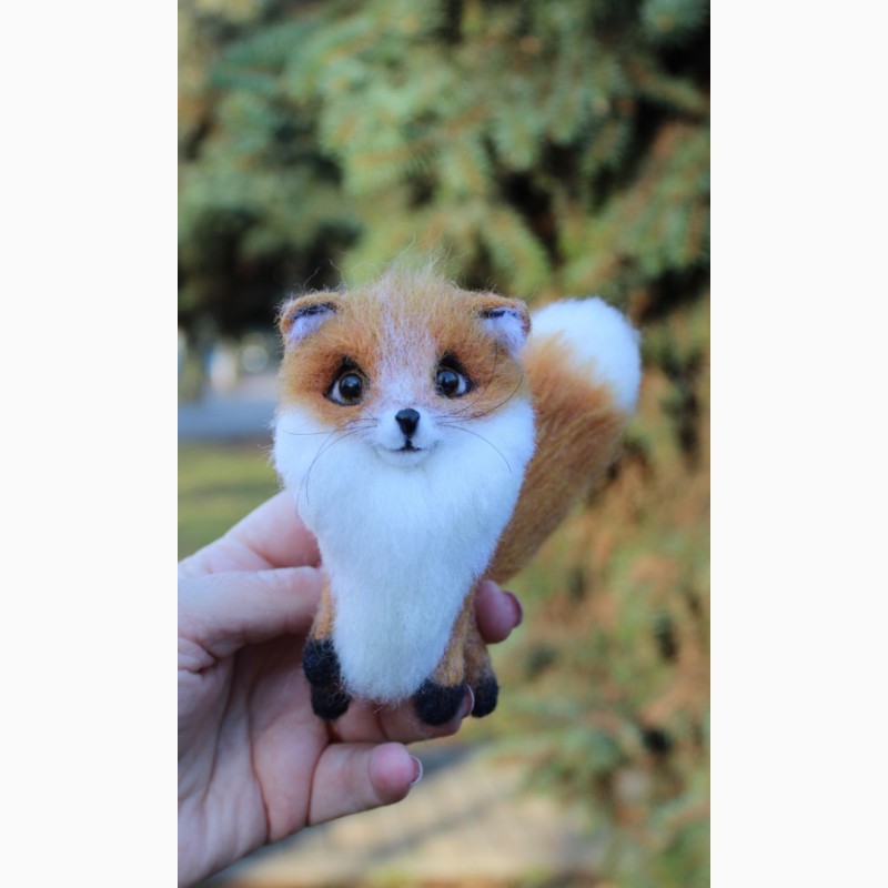 Фото 9. Іграшка валяна лисичка мідна з шерсті брелок лиса інтерєрна валяная хендмєйд лисиця