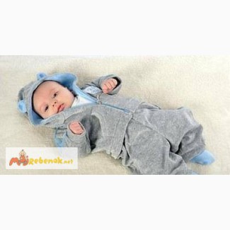 Велюровый костюмчик с ушками для новорожденных