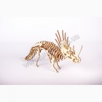 Динозавр Стриказавр 3д пазлы-конструктор из дерева на пластинах лазерная резка