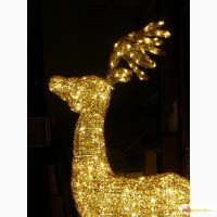 Светодиодный олень Золотой, новогодний подарок на год