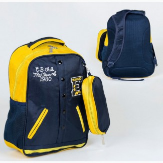 Школьный легкий рюкзак мягкая спинка пенал в комплекте 3 кармана