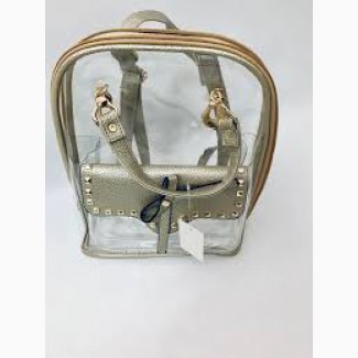 Стильный прозрачный рюкзак с косметичкой внутри