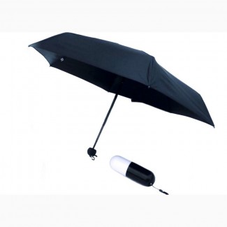 Зонтик-капсула 6752 черный, голубой, Мини-зонт, Зонты антишторм