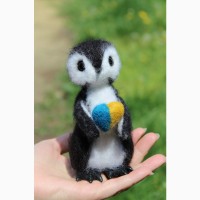 Пингвин игрушка хендмєйд валяная из шерсти интерьерная ручной работы пінгвін валяна птах