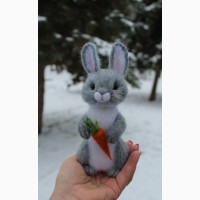 Заяц валяна іграшка зайчик интерєрний зайка хендмєйд авторська ручної роботи кролик