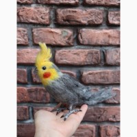 Корелла попугай валяна іграшка хендмєйд інтерєрная игрушка ручной работы попуга
