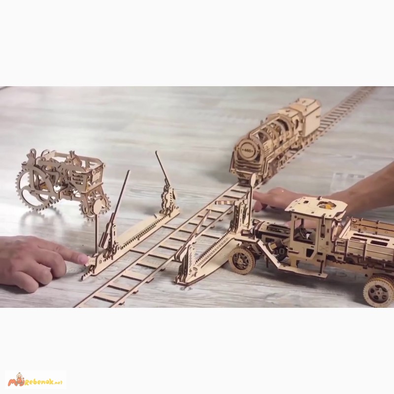 Фото 10. Механический-Деревянный 3D Конструктор - Рельсы с переездом
