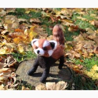 Красная Панда игрушка хендмєйд валяная из шерсти интерьерная подарок сувенир панда мишка