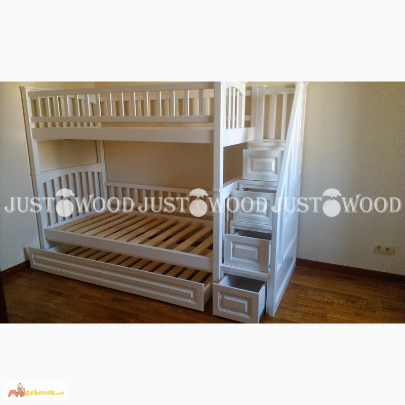 Фото 4. Двухъярусная кровать Простоквашино+ со ступенями из натурального дерева