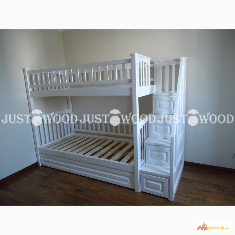 Фото 5. Двухъярусная кровать Простоквашино+ со ступенями из натурального дерева
