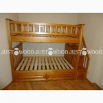 Двухъярусная кровать Простоквашино+ со ступенями из натурального дерева