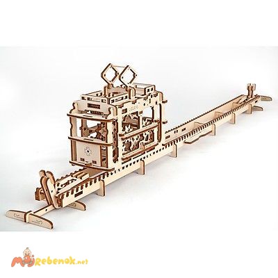 Фото 2. Механический-Деревянный 3D Конструктор - Трамвай на рельсах