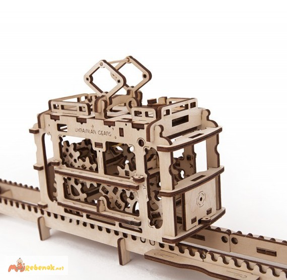 Фото 4. Механический-Деревянный 3D Конструктор - Трамвай на рельсах