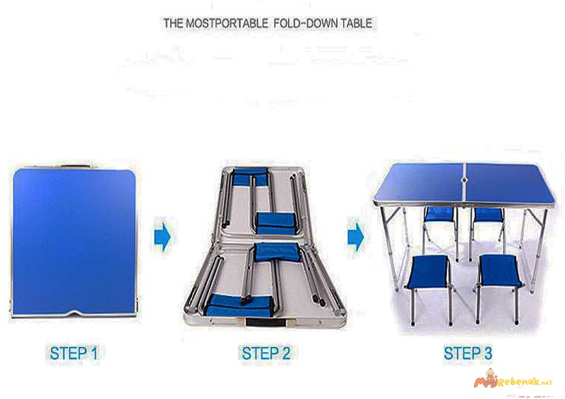 Фото 4. Набор мебели для пикника WELFULL-FTS1-4, раскладной стол и 4 стула