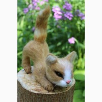 Котик валяна іграшка інтерєрна кошка хендмєйд игрушка валяная з шерсті сувенір подарунок