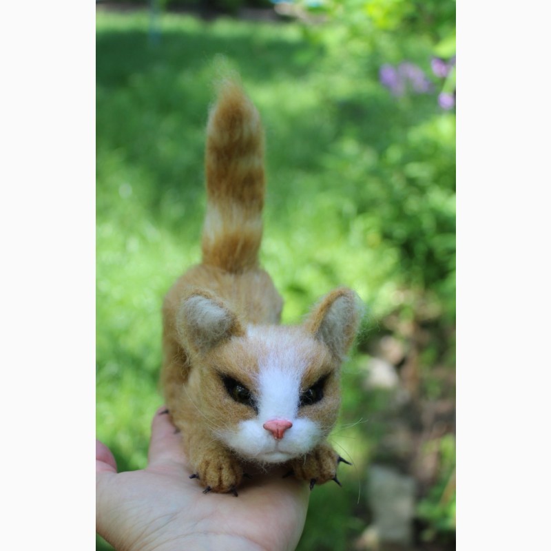 Фото 5. Котик валяна іграшка інтерєрна кошка хендмєйд игрушка валяная з шерсті сувенір подарунок