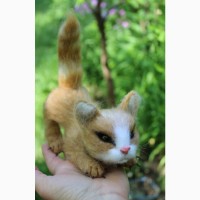 Котик валяна іграшка інтерєрна кошка хендмєйд игрушка валяная з шерсті сувенір подарунок
