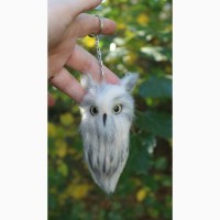 Совенок брелок іграшка валяна сова полярная букля інтерєрна сувенір подарунок хендмєйд