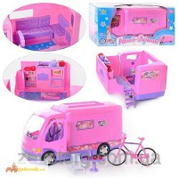 Игровой набор машинка авто-домик для куклы с мебелью и аксессуарами