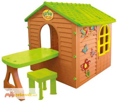 Фото 2. Детский игровой домик Лесной коричневый +столик+стулик