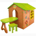 Детский игровой домик Лесной коричневый +столик+стулик
