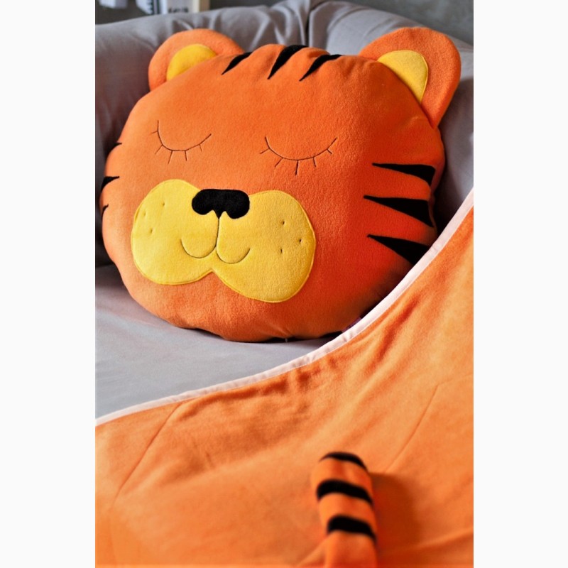 Фото 4. Плед и подушка набор для детей, подарочный набор для детей с оранжевым тигром