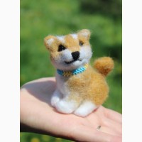 Акита Ину собачка валяная игрушка хендмєйд интерьерная ручной работы іграшка пес собака